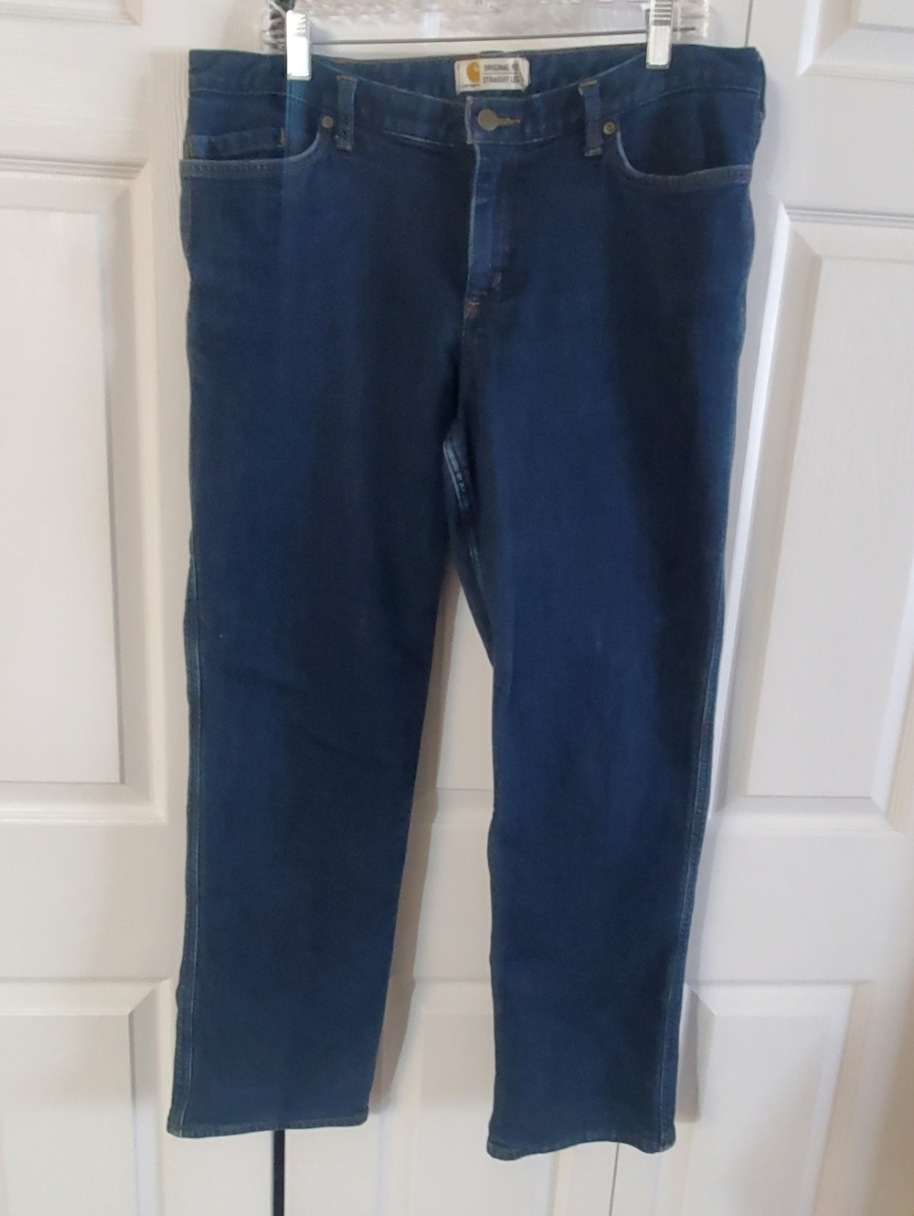 Carhartt Red Plaid Flannel Lined. 16reg. Dark Denim. Orignal Fit Straight Leg